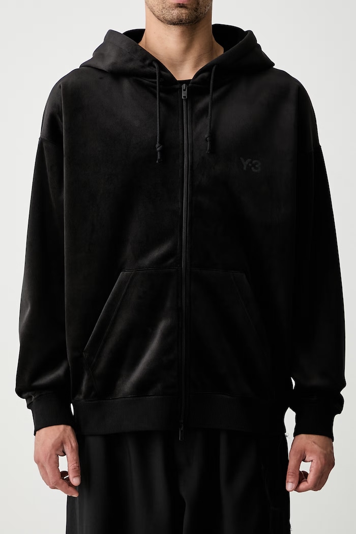 Y-3 VELVET ZIP HD bluza rozpinana z kapturem welurowa męska IA4371.M czarny