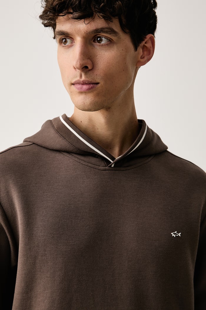 Paul&Shark bluza z kapturem męska z modalem brązowy 16311805