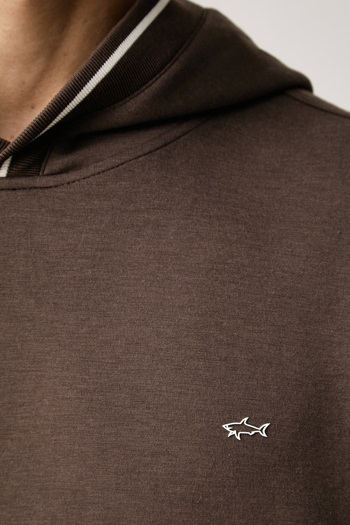 Paul&Shark bluza z kapturem męska z modalem 16311805 brązowy