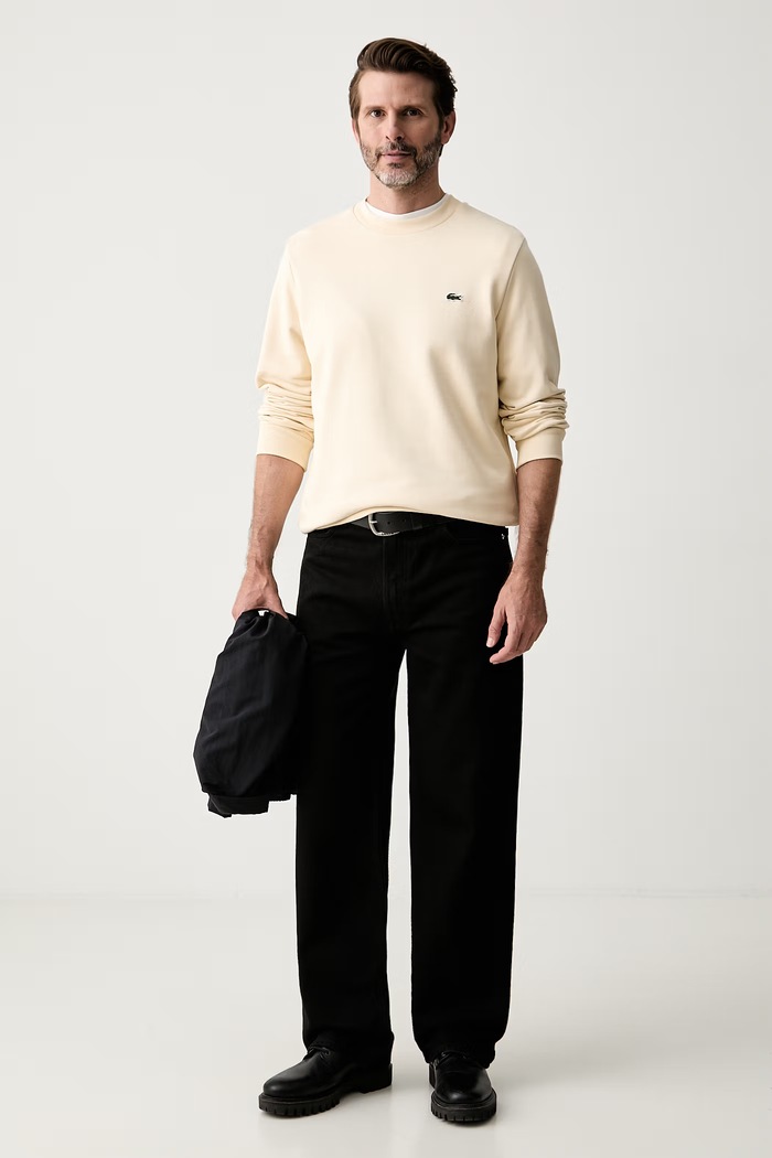 Lacoste bluza męska bawełniana SH9801 beżowy AW26