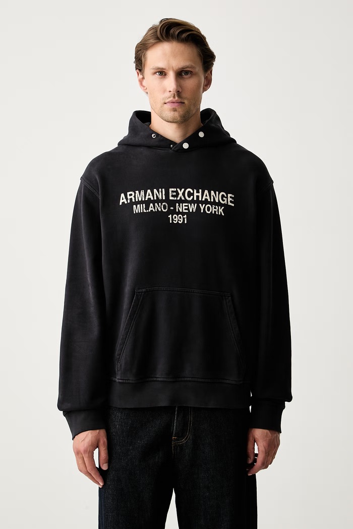 Armani Exchange bluza z kapturem męska bawełniana granatowy XM003413.AF16281