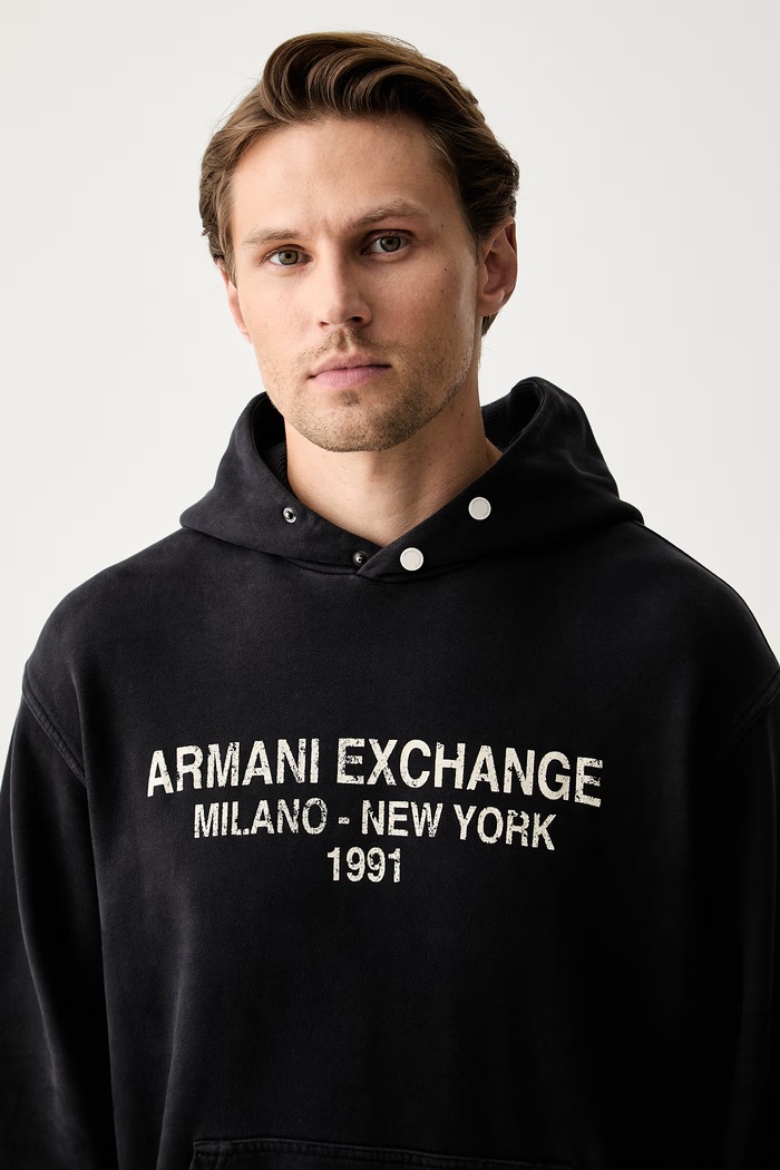 Armani Exchange bluza z kapturem męska bawełniana granatowy XM003413.AF16281