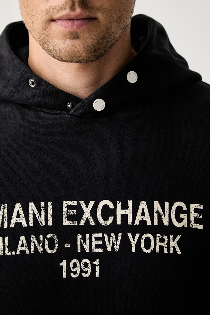 Armani Exchange bluza z kapturem męska bawełniana XM003413.AF16281 granatowy