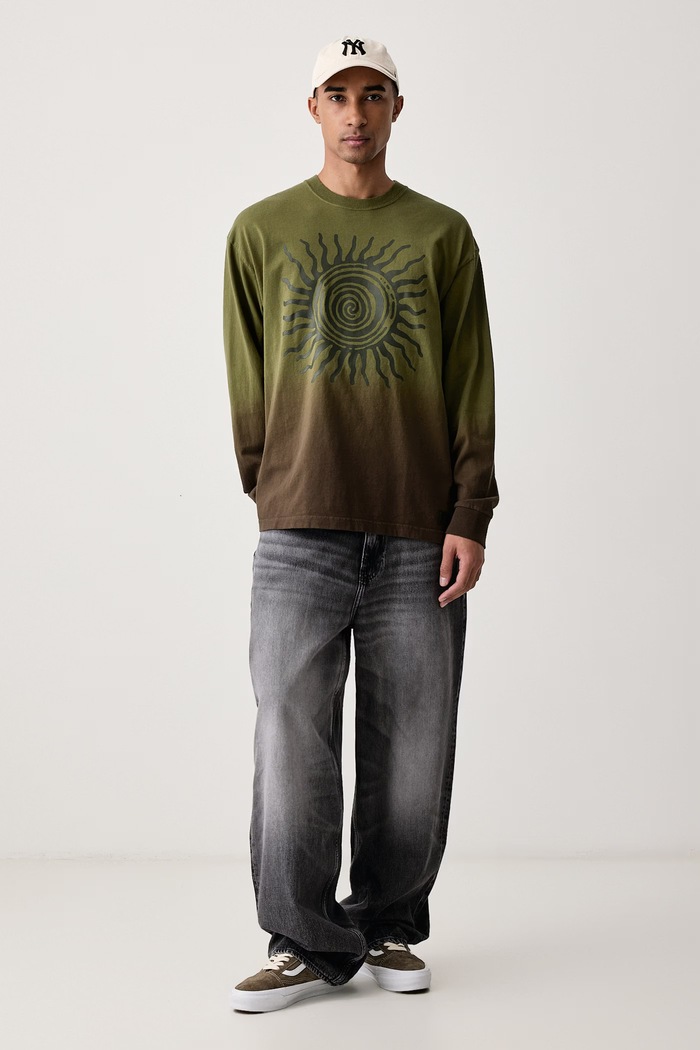 Vans Суичър мъжки от памук BThom Sun LS VN000U68GRK1 зелен AW26
