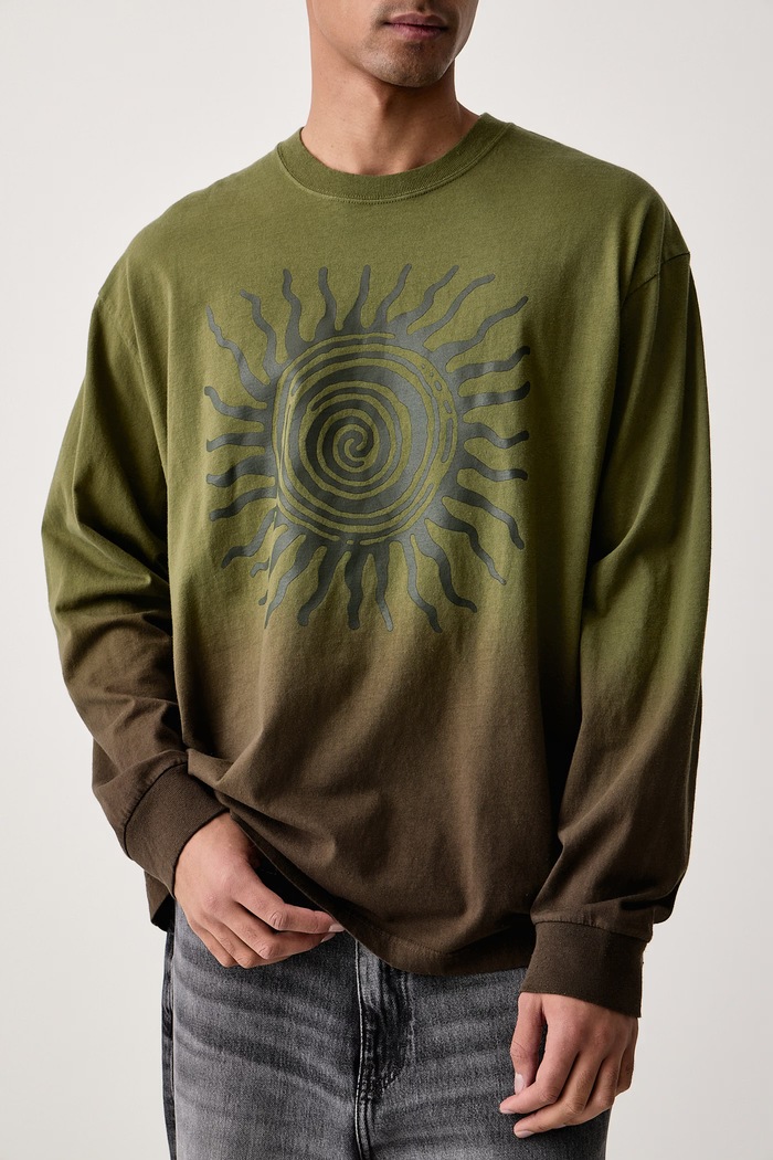 Суичър мъжки от памук BThom Sun LS Vans VN000U68GRK1 зелен