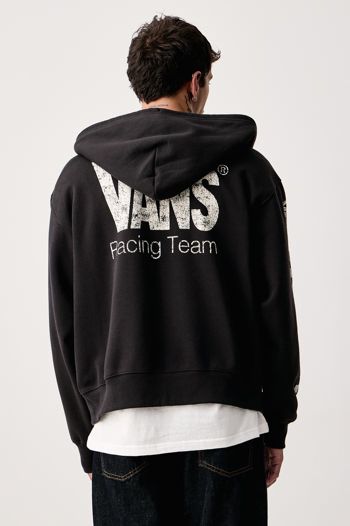 Ρούχα Vans Μπλούζα με κουκούλα και κουμπιά ανδρική βαμβακερή VN000WT2BLK1 μαύρο