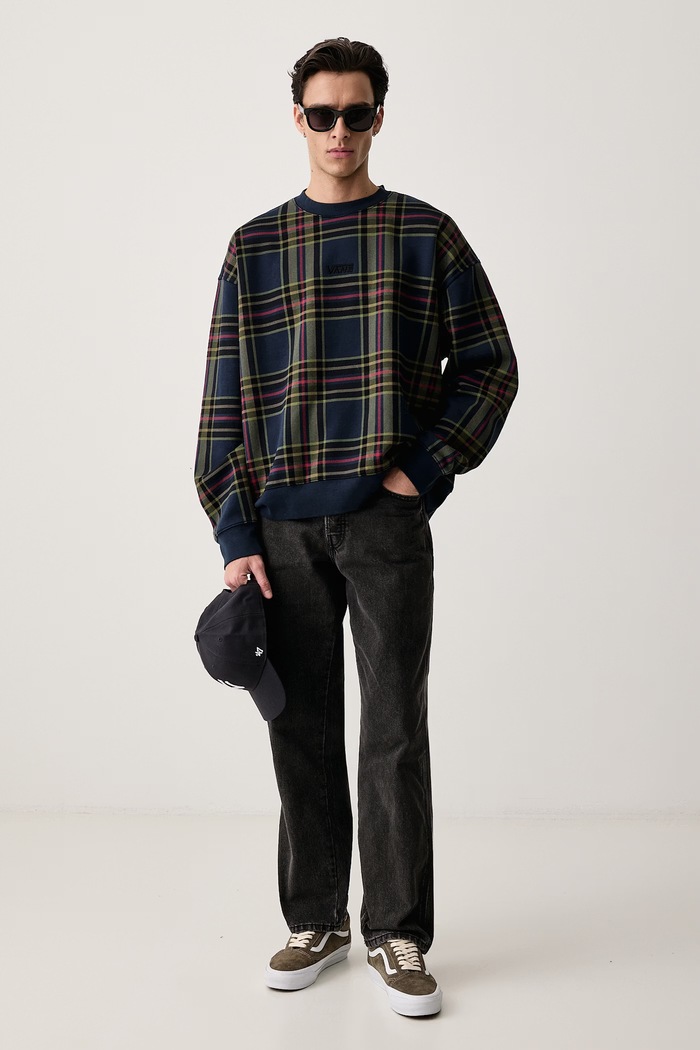 Vans Μπλούζα ανδρική με βαμβάκι Printed Plaid VN000XHCLKZ1 μπλε AW26