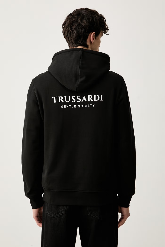 Trussardi bluza z kapturem męska bawełniana czarny G8478000250N