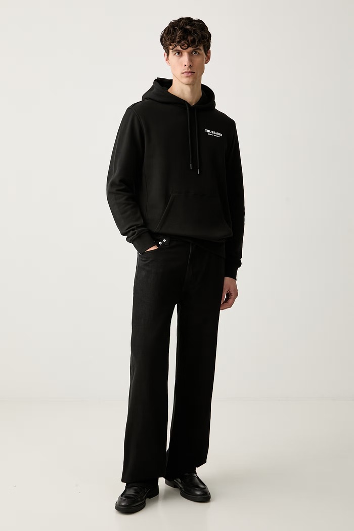 Trussardi bluza z kapturem męska bawełniana G8478000250N czarny AW26