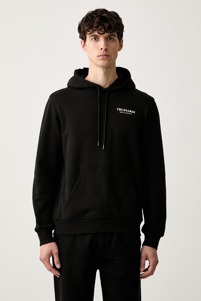 Odzież Trussardi bluza z kapturem męska bawełniana G8478000250N czarny