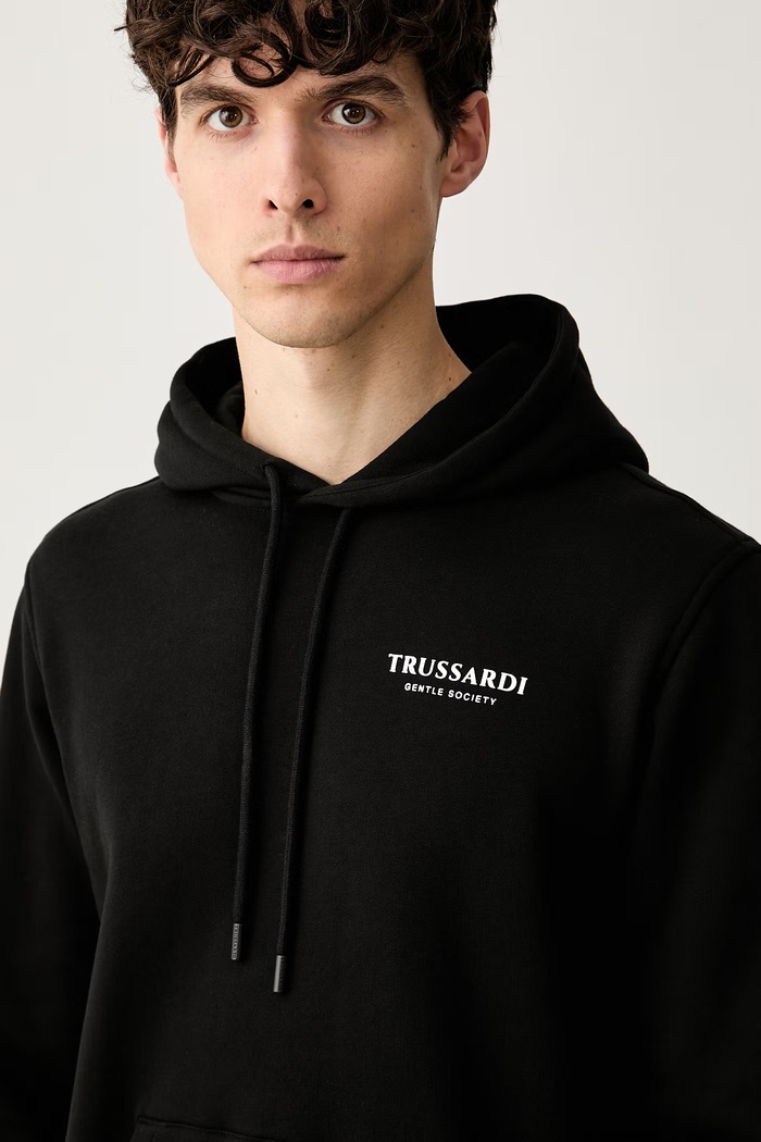 Trussardi bluza z kapturem męska bawełniana czarny G8478000250N