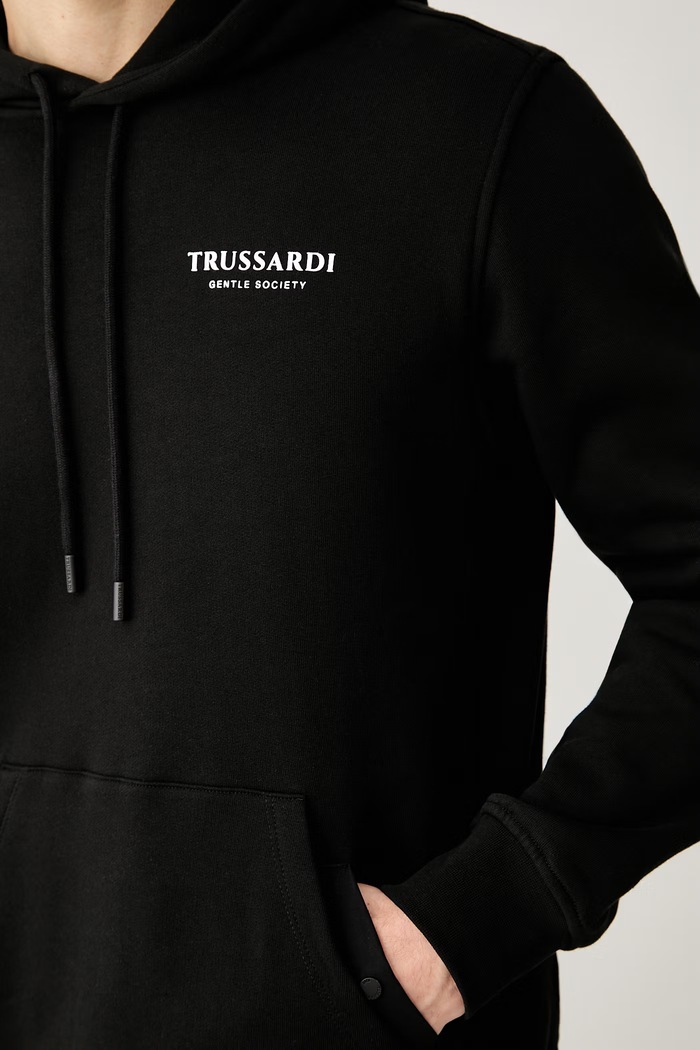 Trussardi bluza z kapturem męska bawełniana G8478000250N czarny