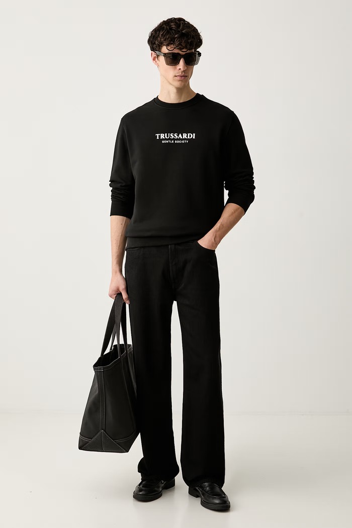 Trussardi bluza męska bawełniana G8468000248N czarny AW26