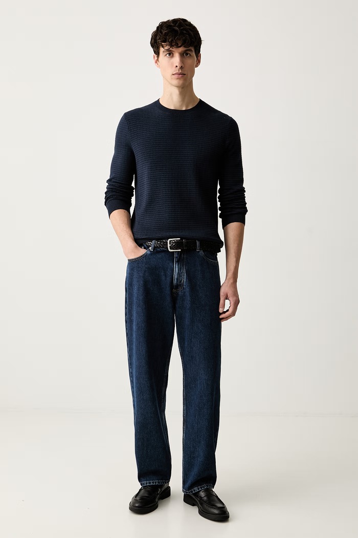 Trussardi sweter męski z bawełną M0138000111N granatowy AW26