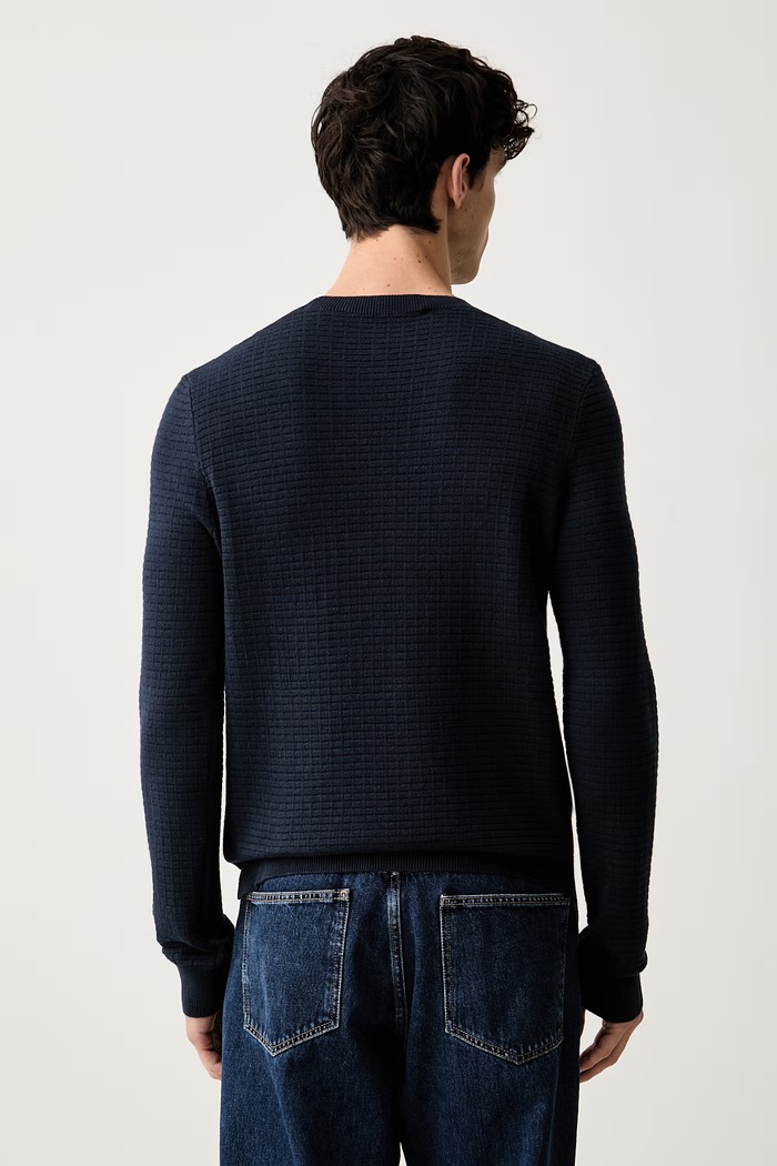 Odzież Trussardi sweter męski z bawełną M0138000111N granatowy