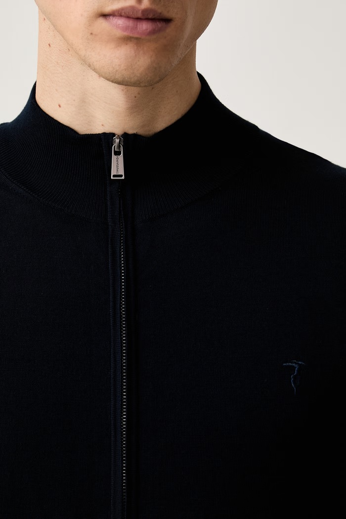 Trussardi sweter rozpinany męski z wiskozą M0188000085N granatowy