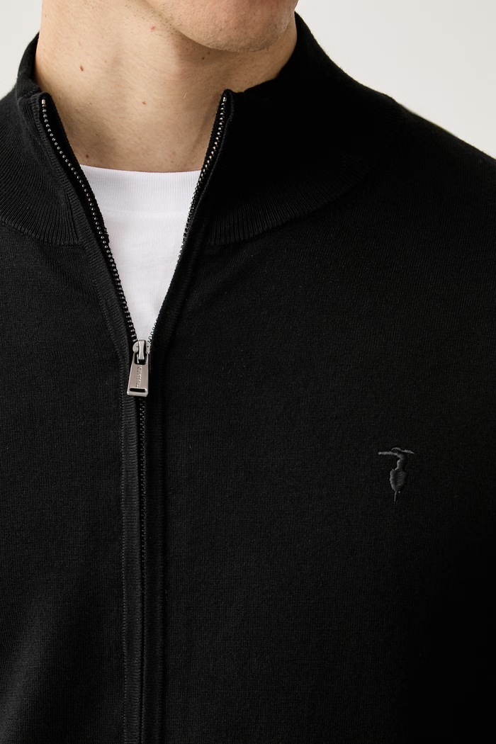 Trussardi sweter rozpinany męski z wiskozą M0188000085N czarny