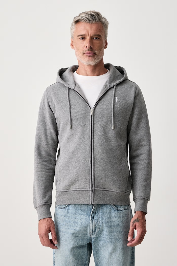 Trussardi Bluza rozpinana z kapturem damska z bawełną szary G8508500257N