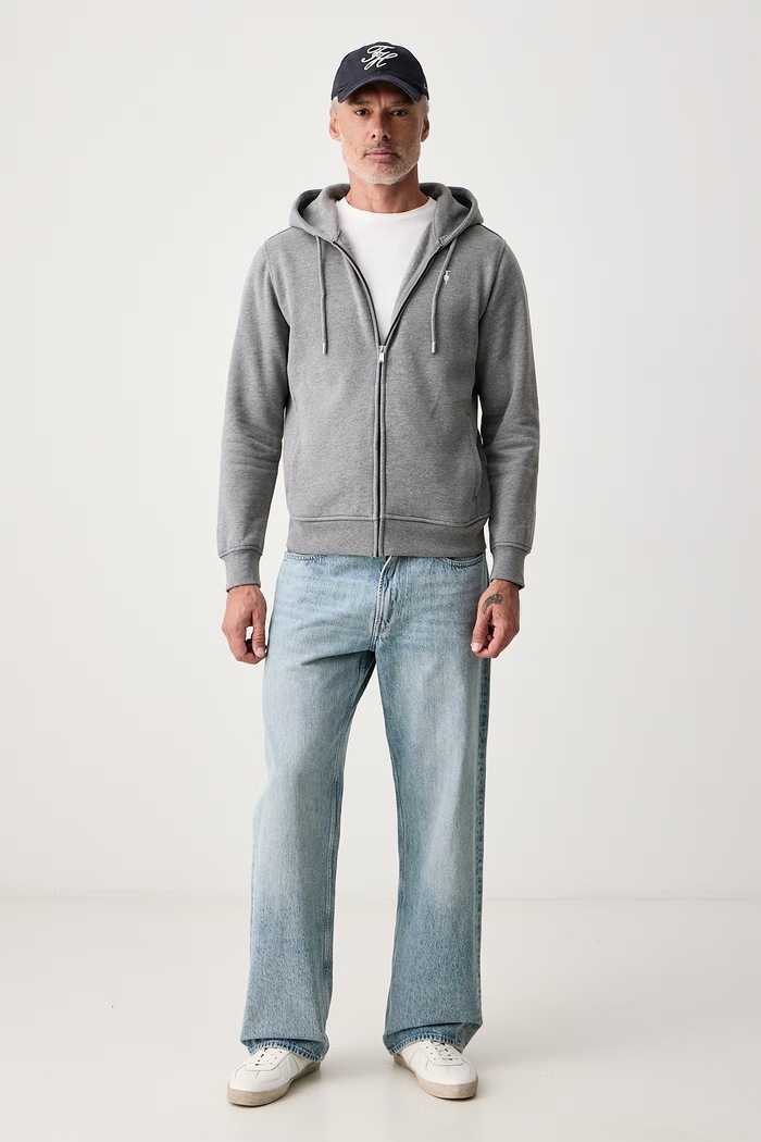 Trussardi Bluza rozpinana z kapturem damska z bawełną G8508500257N szary AW26
