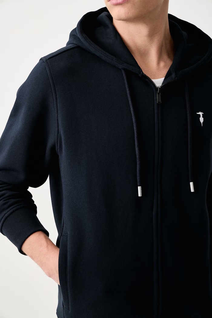 Bluza rozpinana z kapturem męska bawełniana Trussardi G8508000256N granatowy