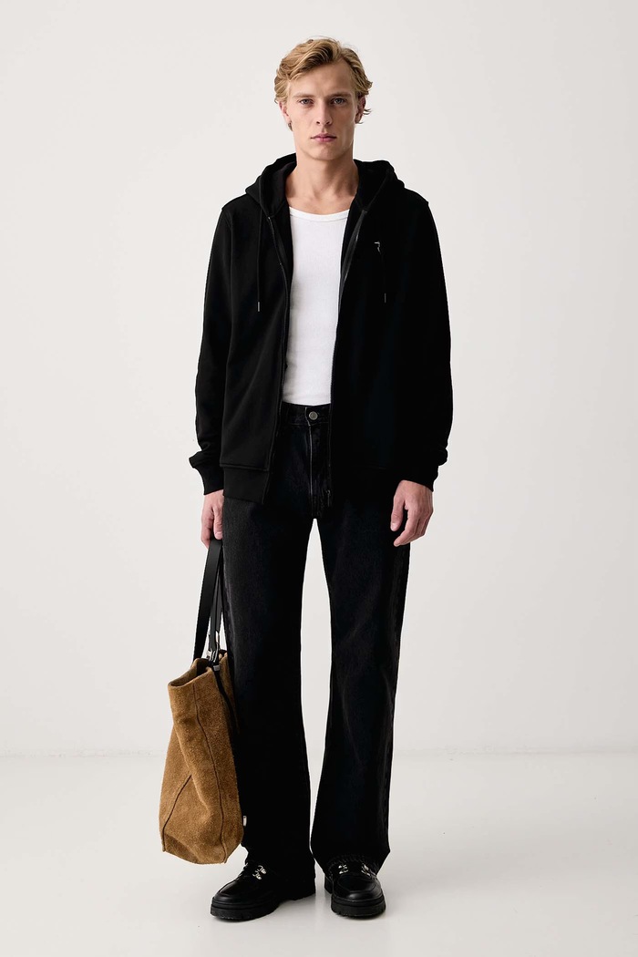 Trussardi Bluza rozpinana z kapturem męska bawełniana G8508000256N czarny AW26
