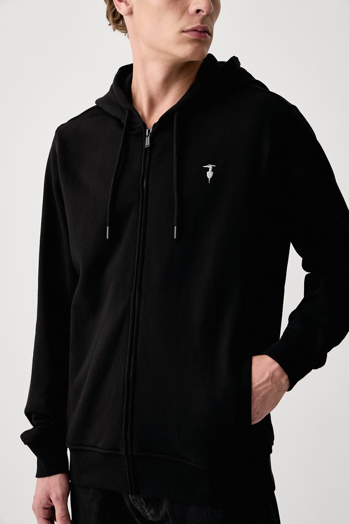 Bluza rozpinana z kapturem męska bawełniana Trussardi G8508000256N czarny
