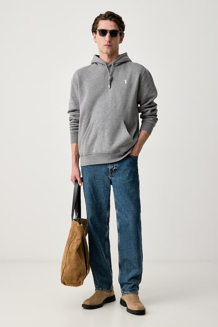 Trussardi Bluza z kapturem męska bawełniana G8498500255N szary AW26