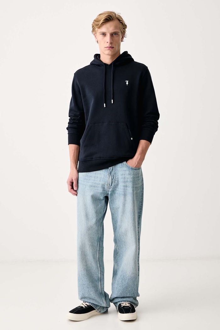 Trussardi Bluza z kapturem męska bawełniana granatowy G8498000254N