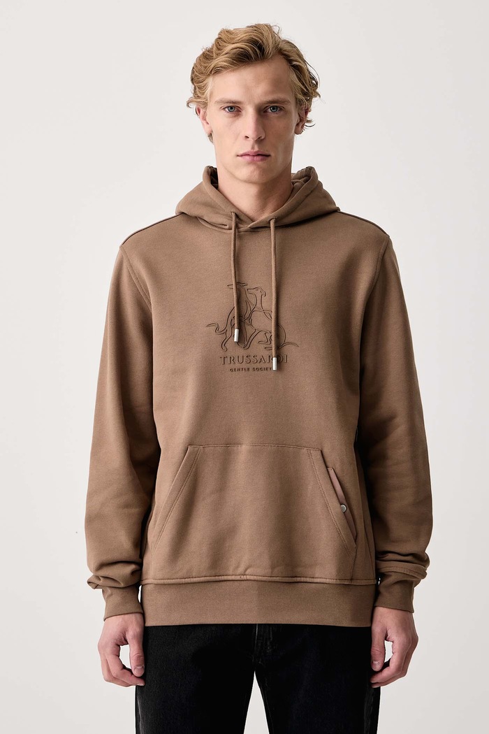 Trussardi Bluza z kapturem męska bawełniana brązowy G8518000261N
