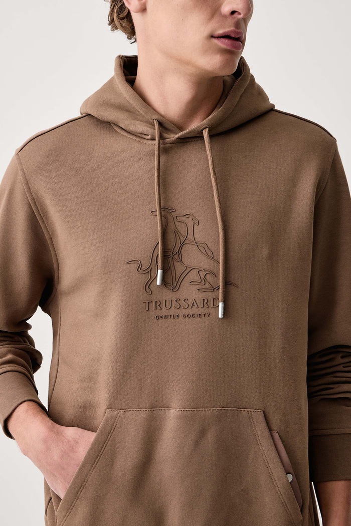 Bluza z kapturem męska bawełniana Trussardi G8518000261N brązowy