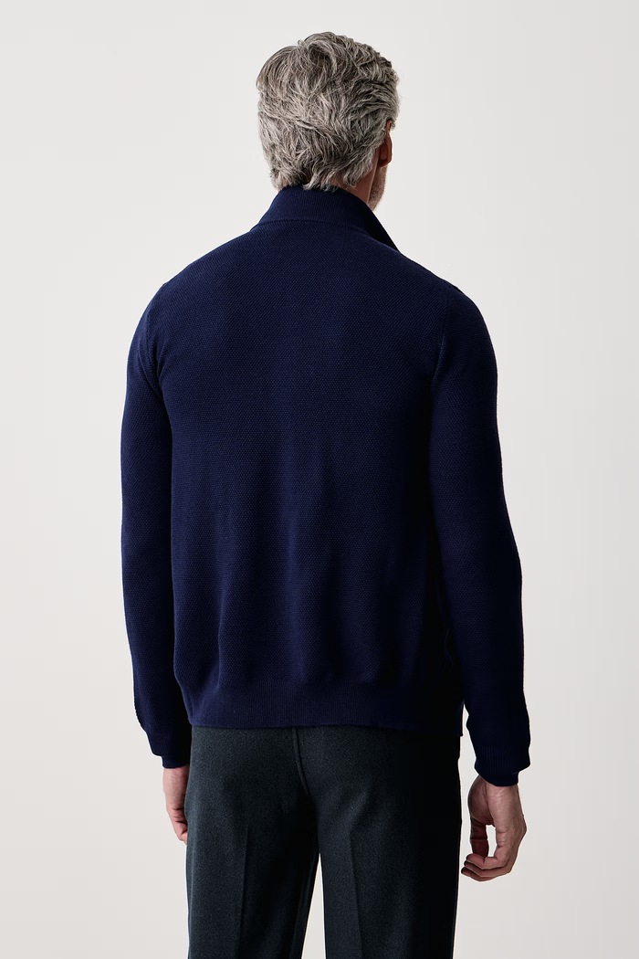Odzież Trussardi Sweter rozpinany męski wełniany M0238000025N granatowy