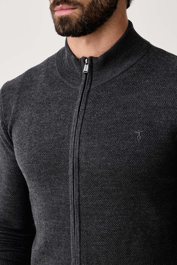 Sweter rozpinany męski wełniany Trussardi M0238000025N szary