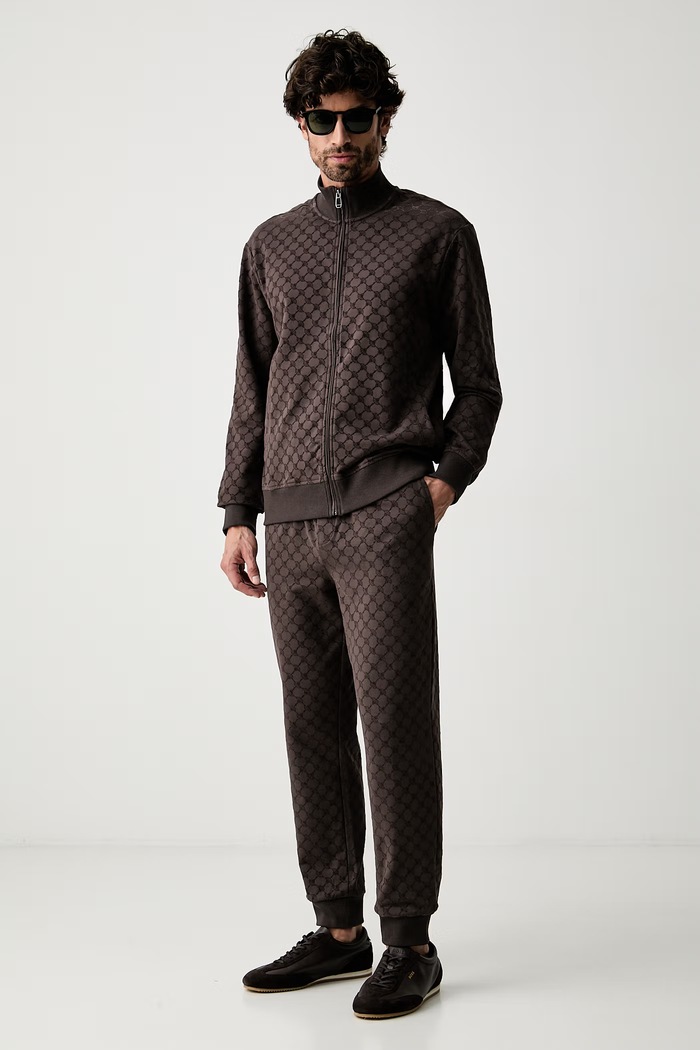 Joop! bluza rozpinana męska z bawełną 30105529 brązowy AW26