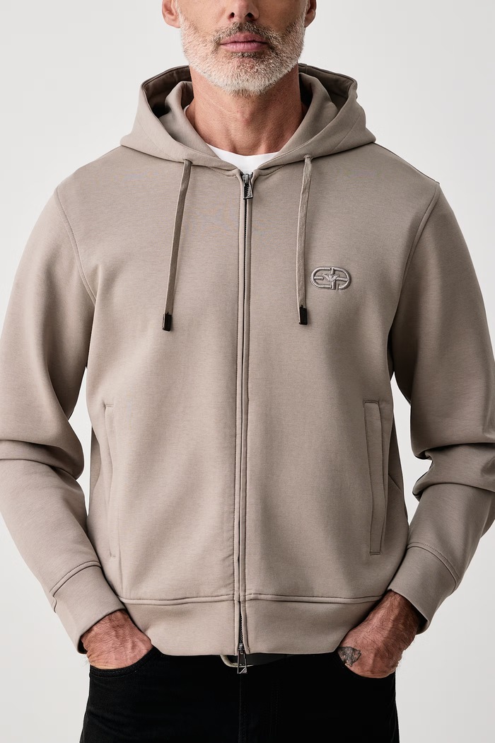 Bluza z kapturem męska z bawełną Emporio Armani EM004538.AF10013 beżowy