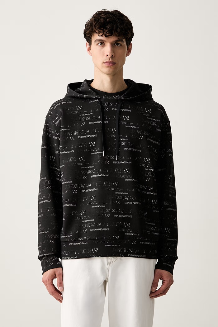 Emporio Armani bluza z kapturem męska z bawełną czarny EM006861.AF10013
