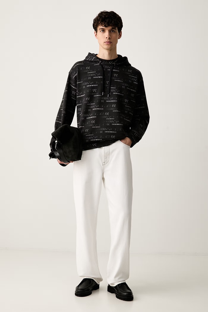 Emporio Armani bluza z kapturem męska z bawełną EM006861.AF10013 czarny AW26