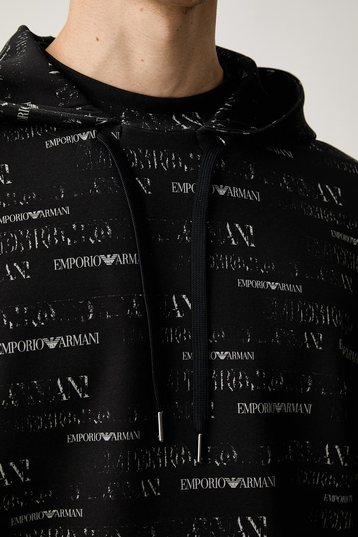 Emporio Armani bluza z kapturem męska z bawełną EM006861.AF10013 czarny