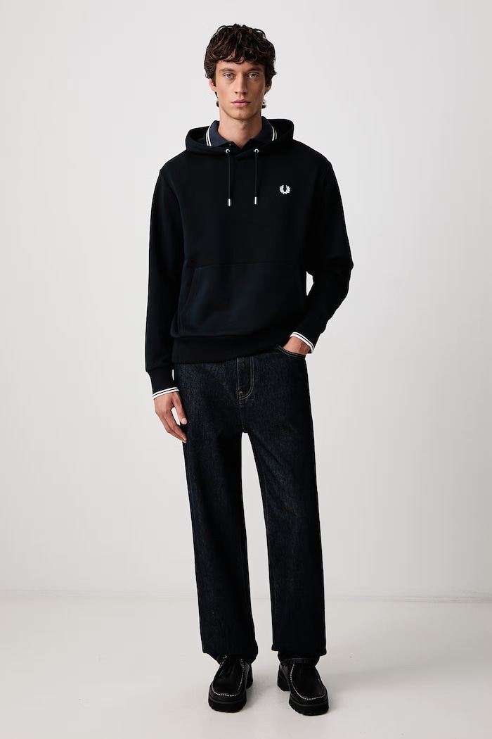 Fred Perry Bluza z kapturem męska bawełniana M3492.608 granatowy AW26