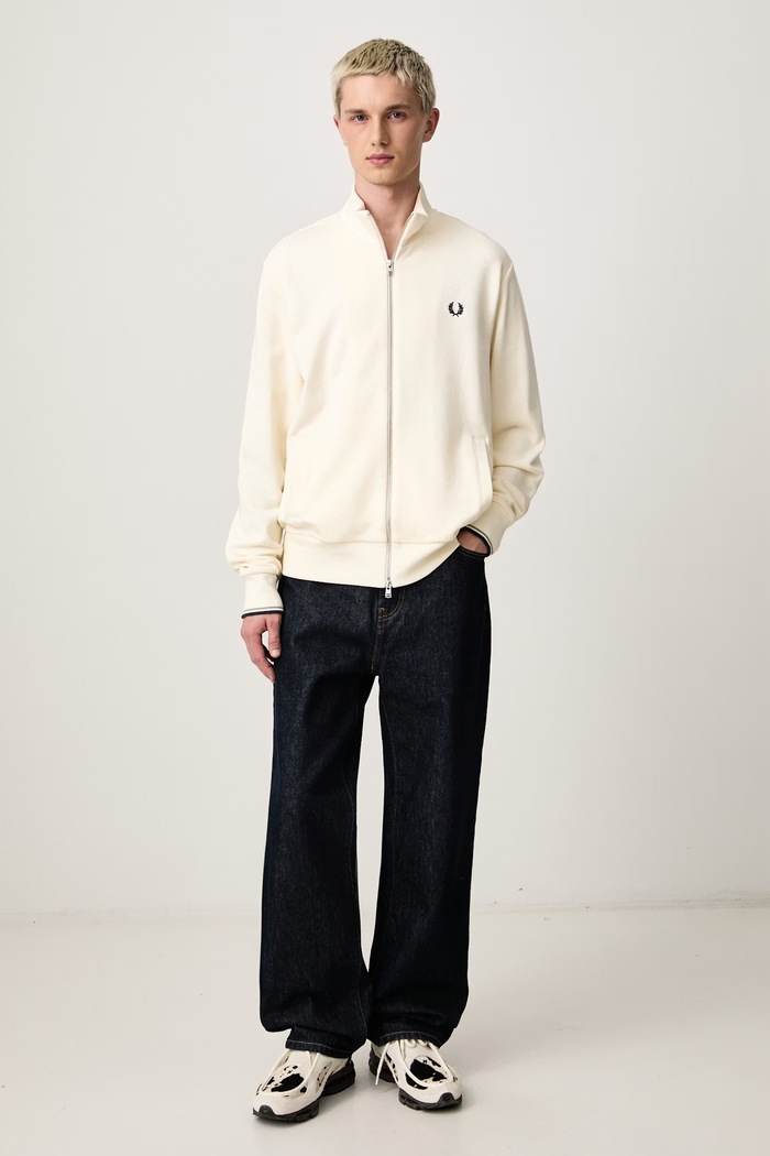 Fred Perry Bluza rozpinana męska bawełniana J3340.560 beżowy AW26