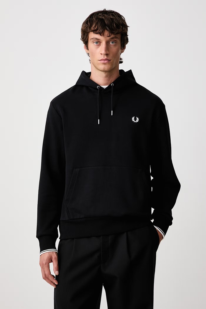 Fred Perry Bluza z kapturem męska bawełniana czarny M3492.102