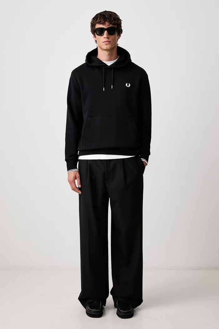 Fred Perry Bluza z kapturem męska bawełniana M3492.102 czarny AW26