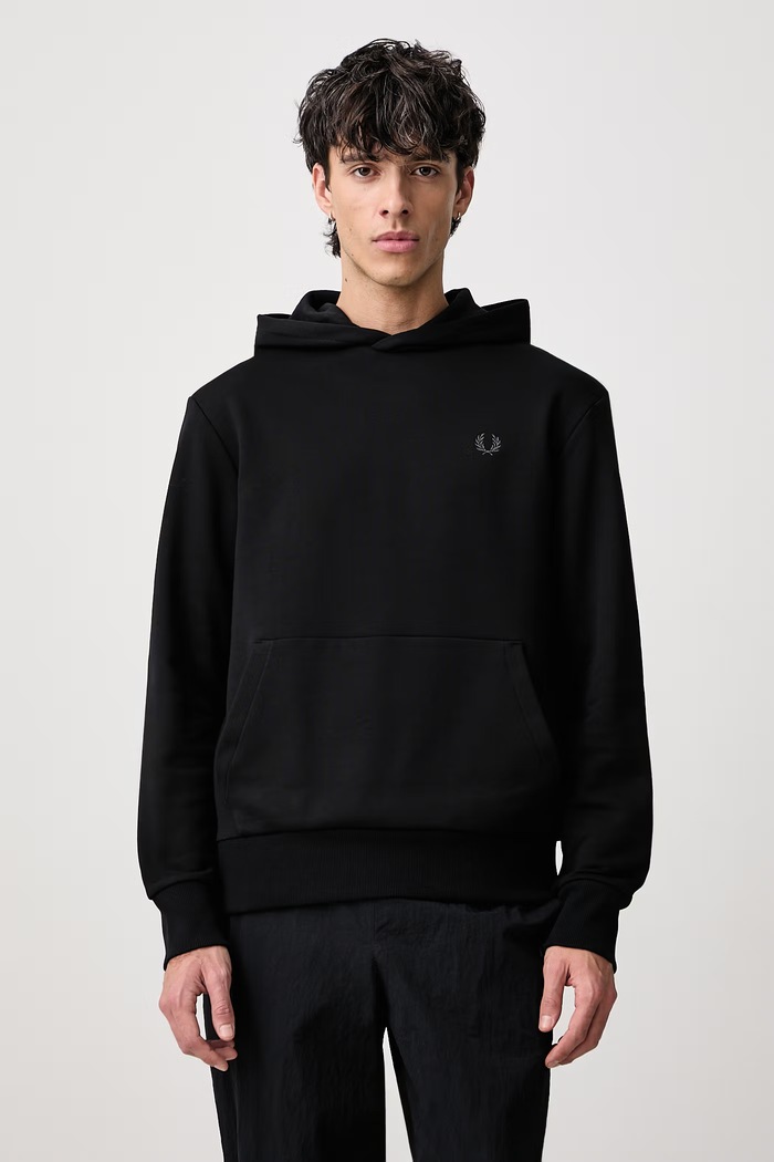 Fred Perry Bluza z kapturem bawełniana męska czarny M3498.102
