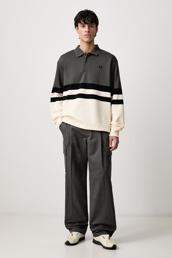 Fred Perry Bluza męska z bawełną M3644.638 zielony AW26