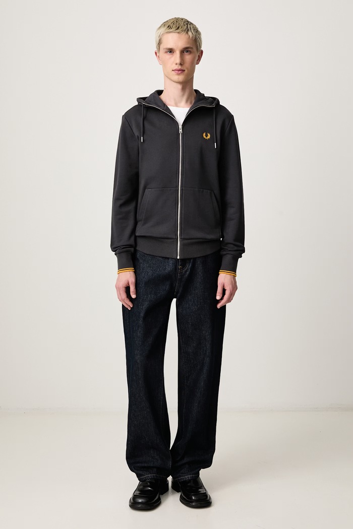 Fred Perry Bluza rozpinana z kapturem męska bawełniana J7536.85C szary AW26