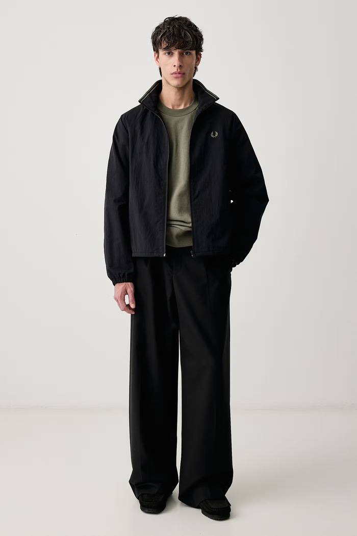 Fred Perry Bluza oversize męska bawełniana M3495.X21 zielony AW26