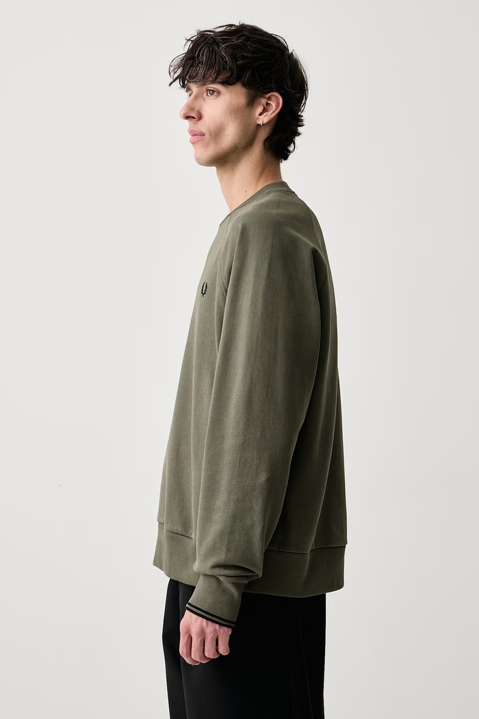 Bluza oversize męska bawełniana Fred Perry M3495.X21 zielony