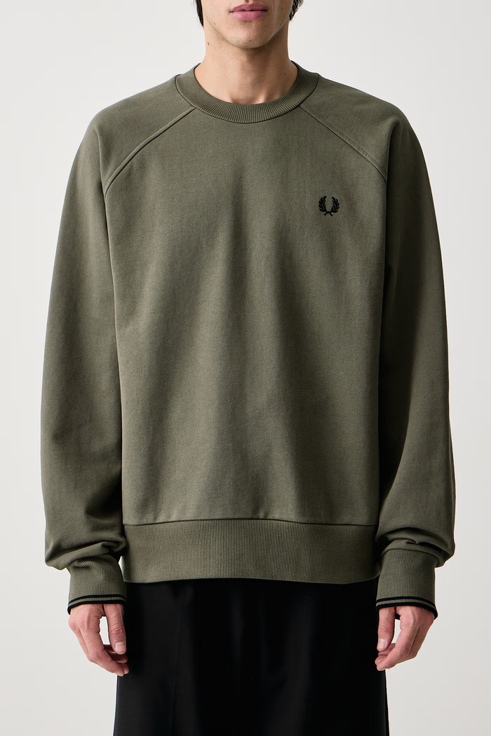 Bluza oversize męska bawełniana Fred Perry zielony M3495.X21