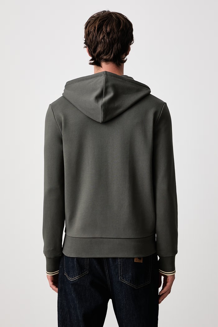 Odzież Fred Perry Bluza rozpinana z kapturem męska bawełniana J7536.U98 zielony