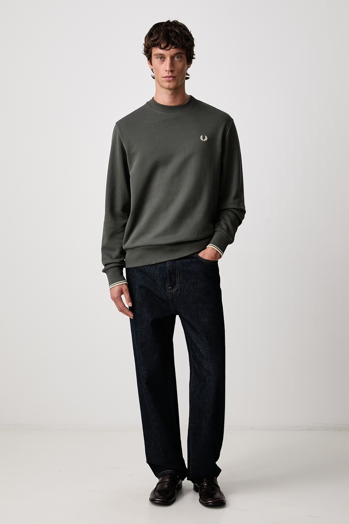 Fred Perry Bluza męska bawełniana M7535.U98 zielony AW26