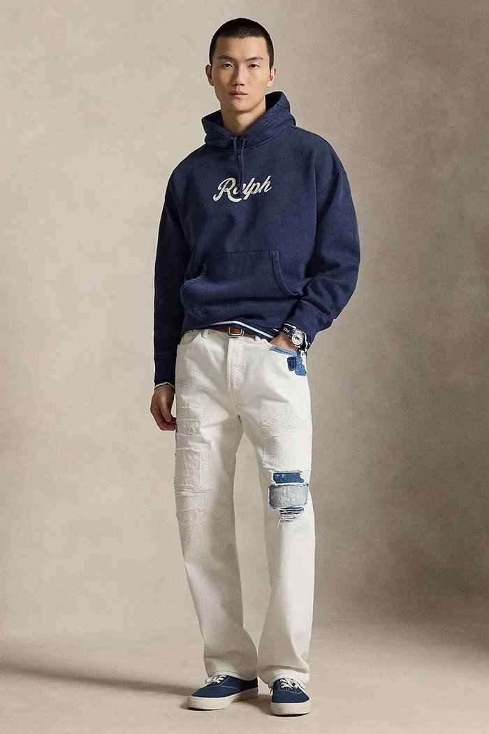 Одежда Polo Ralph Lauren VINTAGE FLEECE кофта с капюшоном с хлопком 710B19140001 тёмно-синий